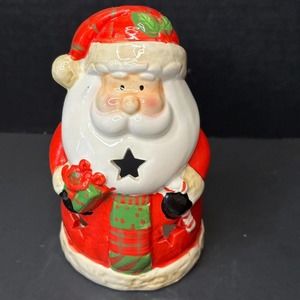 CVS Santa Claus Tealight Candle Holder 2006 Red/White Christmas Holiday